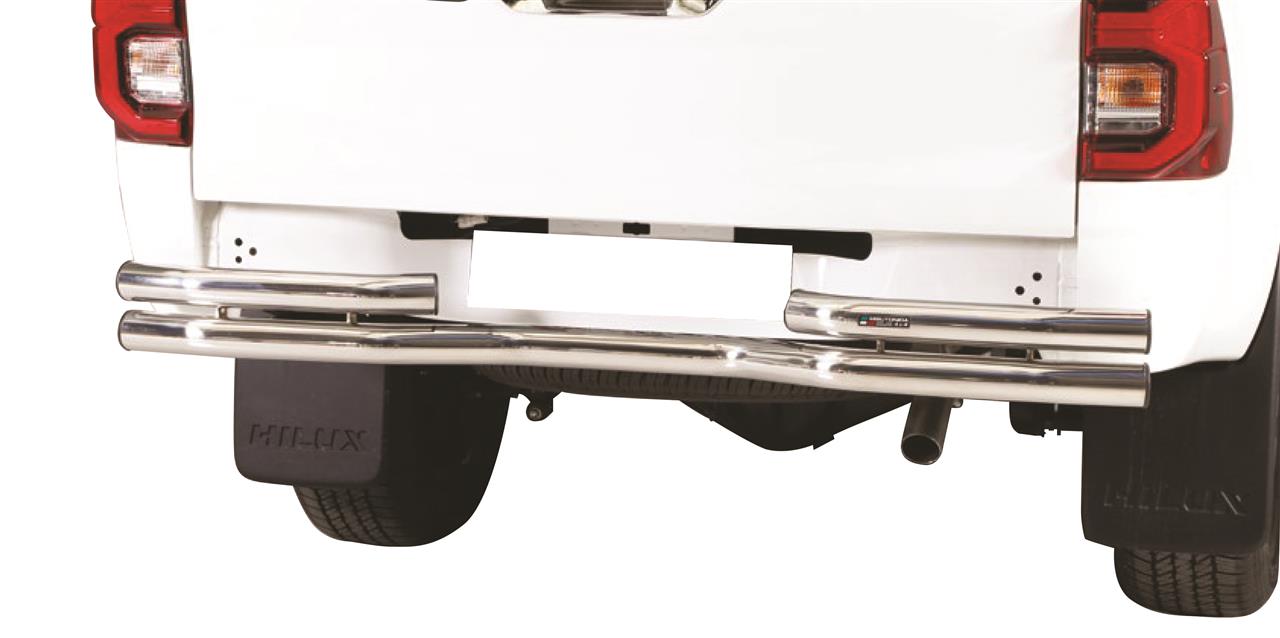Pare Choc Arriere Double Tubes Inox Ø 63 Toyota Hilux 21+ Compatible Attelage Double Cab