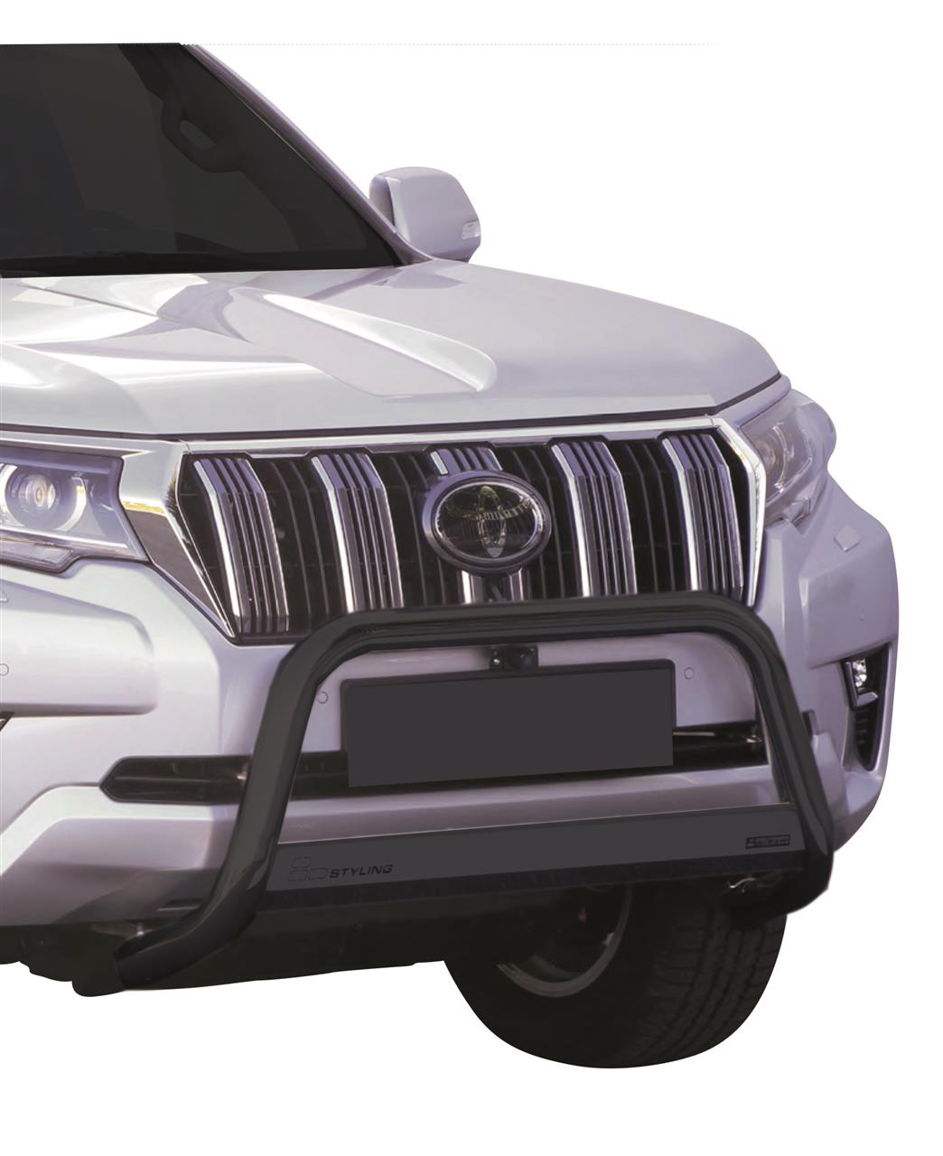 Pare Buffle Noir Ø76 Toyota Land Cruiser 150 2018+ 3P/5P Compatibles Avec Radars Et Cameras