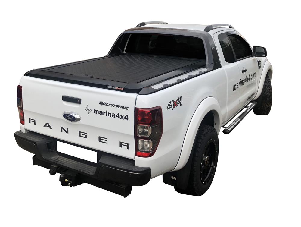 Tonneau Cover Aluminium Noir V2 Ford Ranger Super Cab 2012+ Compatible Roll Wildtrack