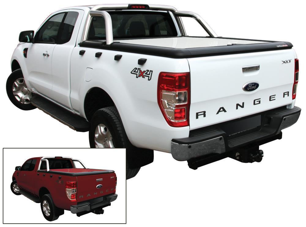 Tonneau Cover Aluminium Ford Ranger Super Cab 2012+ Compatible Roll Bar D'origine Rouge Cuivre 37M