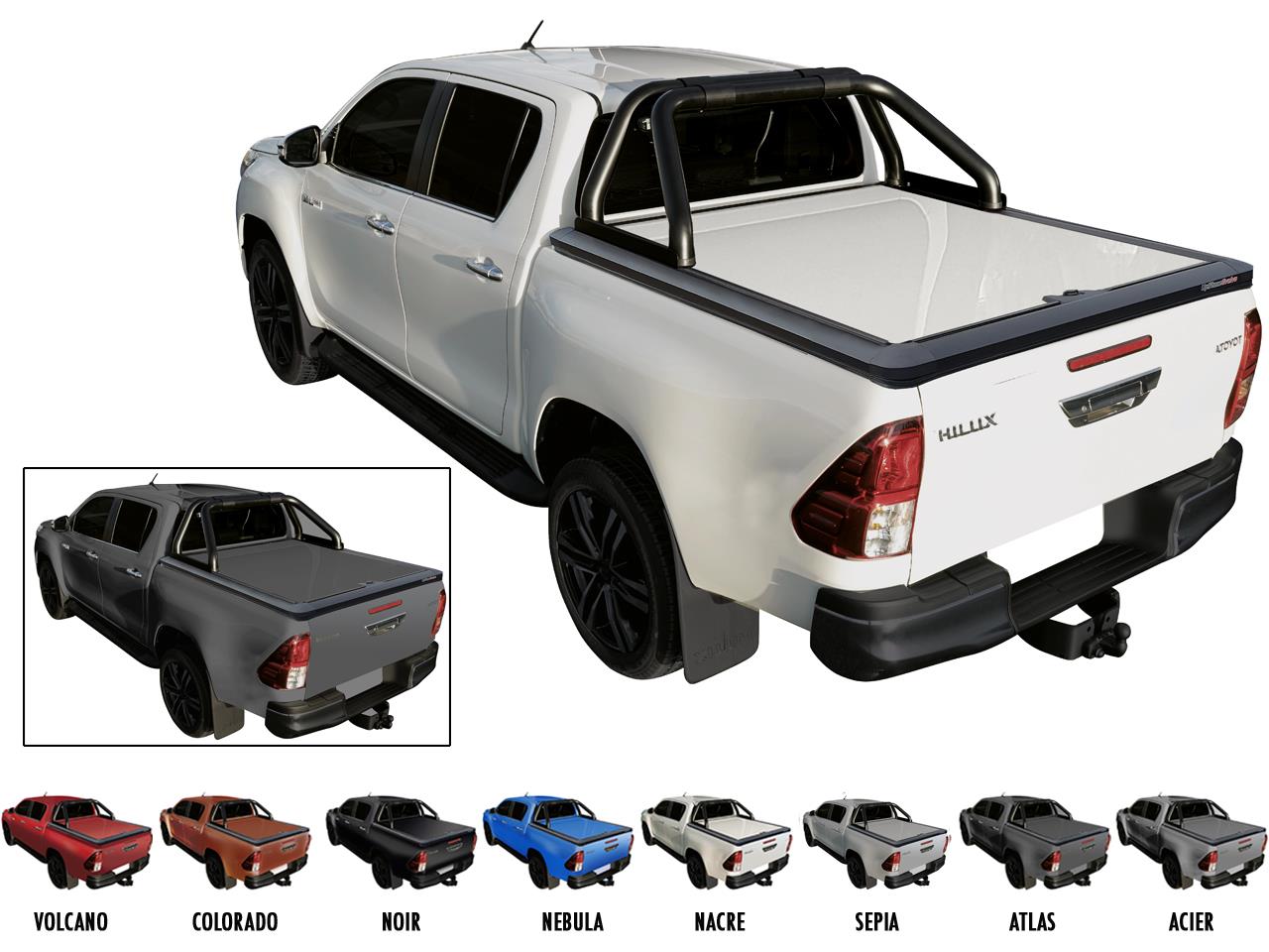 Tonneau Cover Alu V2 Toyota Hilux 2016+ Extra Cab Gris Atlas 1G3