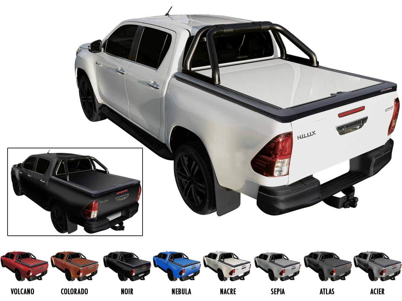 Tonneau Cover Alu V2 Toyota Hilux 2016+ Extra Cab Noir 218
