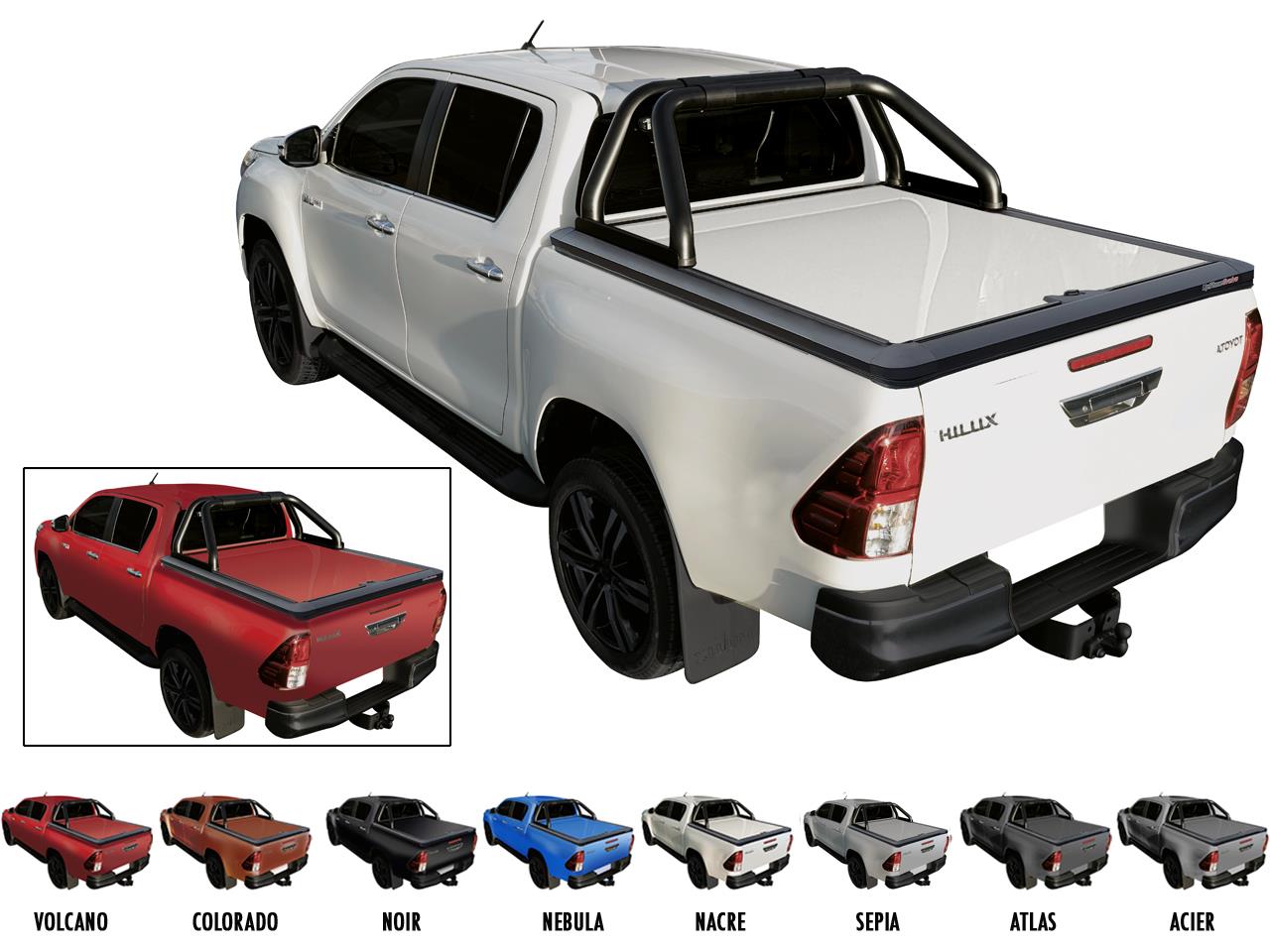 Tonneau Cover Alu V2 Toyota Hilux 2016+ Extra Cab Rouge Volcano 3T6