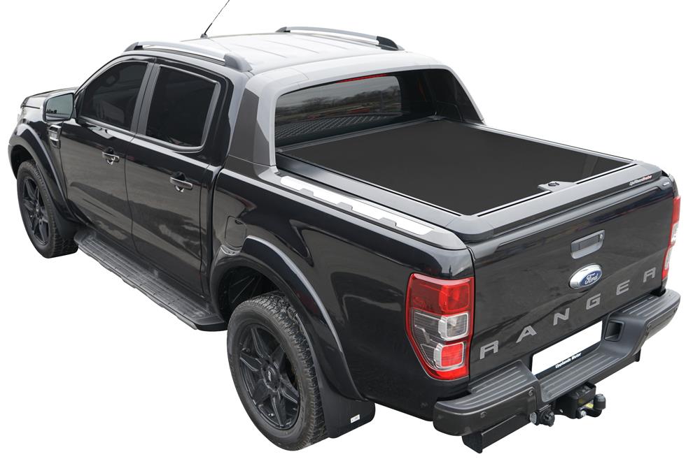 Tonneau Cover Aluminium V2 Ford Ranger Super Cab 2012+ Compatible Roll Wildtrack Noir Shadow G9Ze