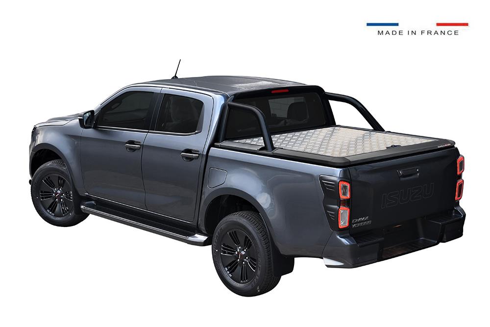Tonneau Cover Aluminium Noir V2 Isuzu D-Max 2020+ Crew Cabine Compatible Roll Bar