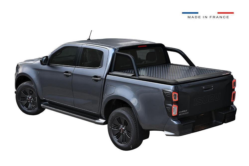 Tonneau Cover Aluminium Noir V2 Isuzu D-Max 2020+ Space Cabine Compatible Roll Bar