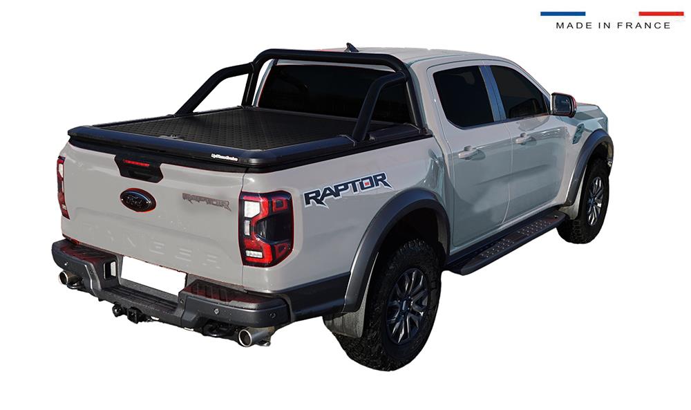Tonneau Cover Aluminium Noir Ford Ranger 23+ Super Cabine Compatible Roll Bar Upstone