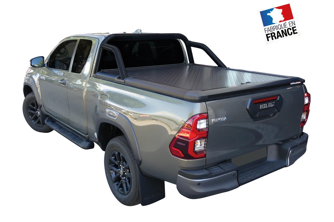 Tonneau Cover Thermolaqué Noir V2 Toyota Hilux 2016+ Double Cabine Compatible Roll Bar Upstone