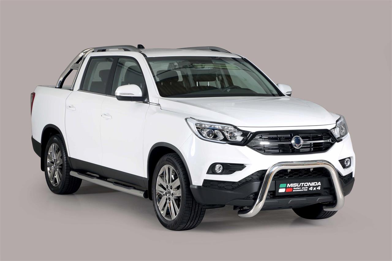 Tubes Marche Pieds Inox Ø 76 Ssangyong Musso Sports 2018+ Thermolaque Noir