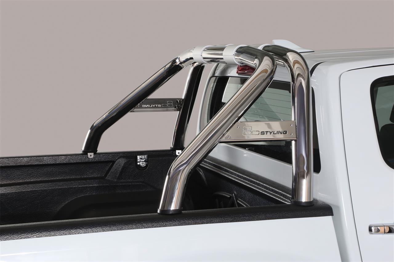 Roll Bar Inox Double Tube Ø 76 Isuzu Dmax 2017 Avec Plaque Laterale
