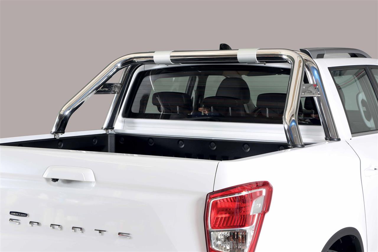Roll Bar Inox Double Tube Ø 76 Ssangyong Musso Sports 2018+ Avec Plaques Laterales
